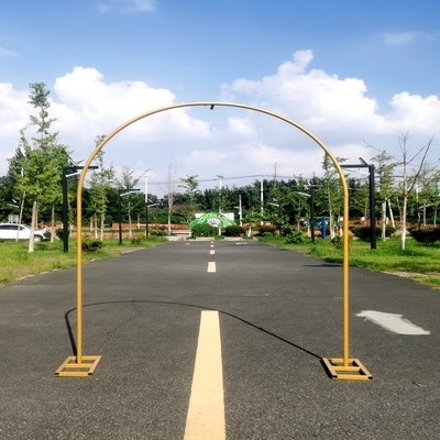 新款婚庆道具铁艺圆形气球拱门架子户外草坪婚礼公园长廊拱门花架