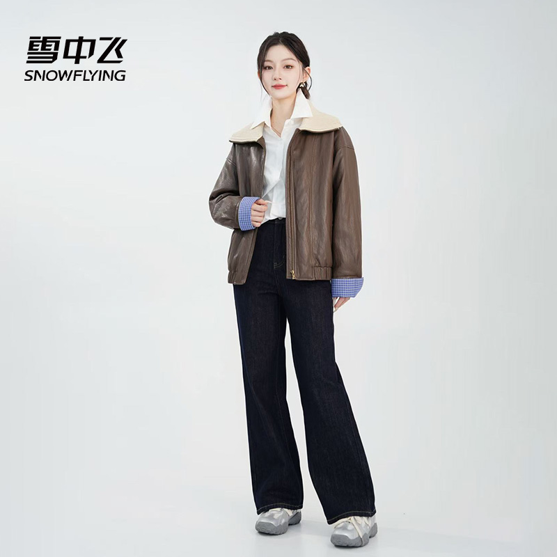 雪中飞新款加厚短款皮衣外套