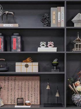 新中式风展示柜博古架艺术工艺品摆饰办公室柜子书柜装饰品样板间