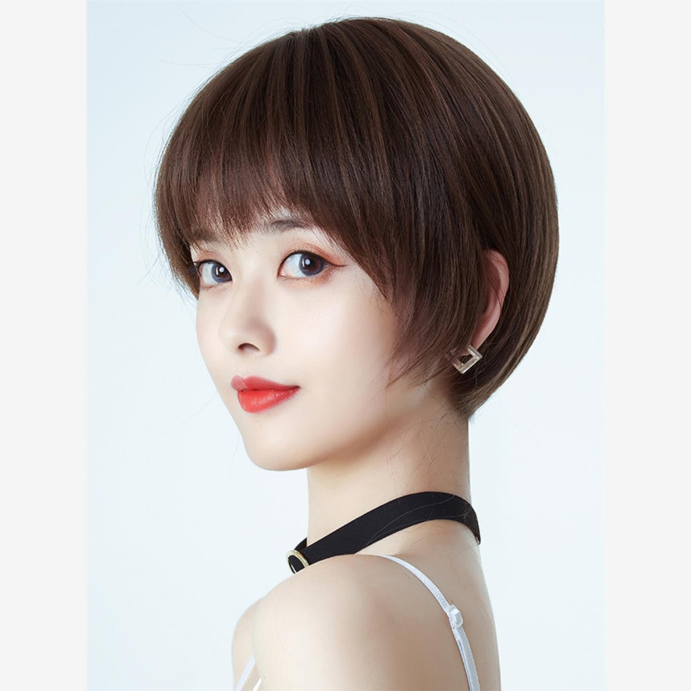 假发女短款波波头真发全真人发全头套中老年女士自然化疗后假发套