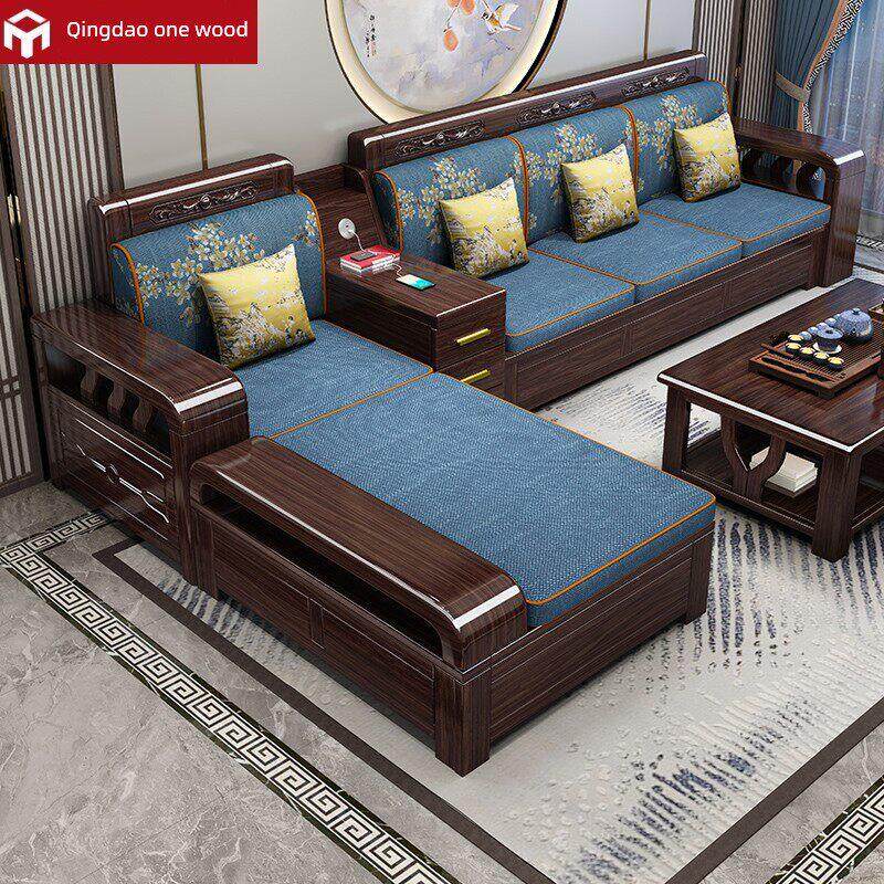 青岛一木官方正品紫金檀木实木沙发现代中式客厅家具2025新款大小