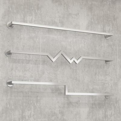 服装店展示架上墙壁挂式不锈钢银色拉丝挂衣服正挂杆女装店陈列架