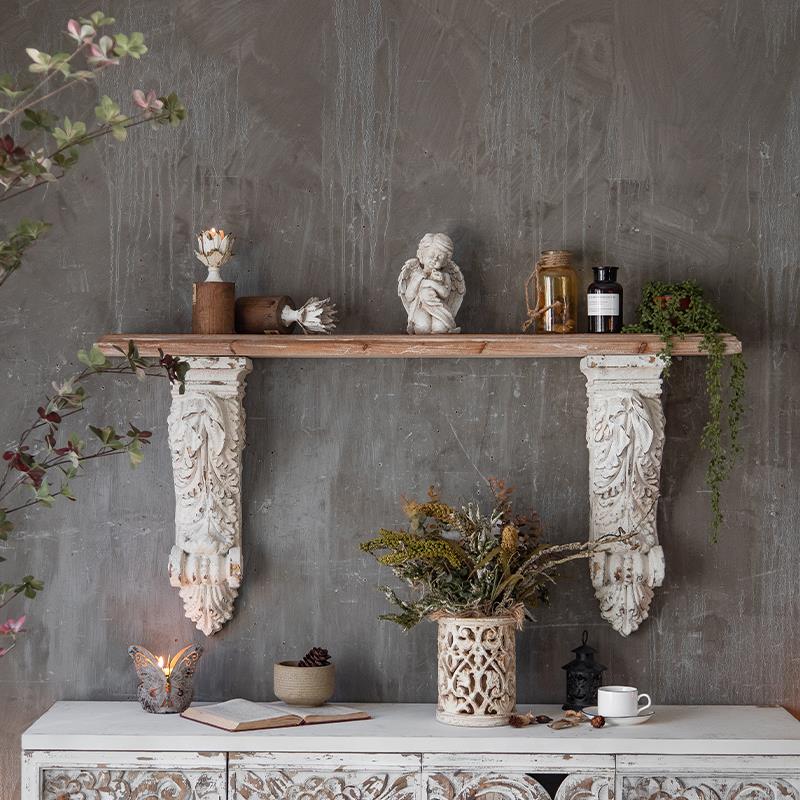 法式艺术创意壁挂摆件金属做旧复古墙面壁饰民宿客栈简约置物架