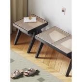 实木床尾凳长条凳家用藤编沙发凳客厅餐桌艺术条椅卧室衣帽间板凳