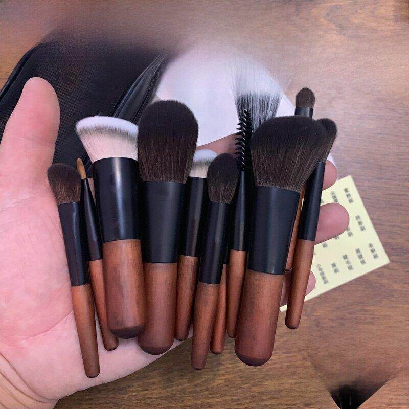 升级14迷你沧州彩妆刷旅行套装便携式点画刷小马羊毛短杆眼影迷你