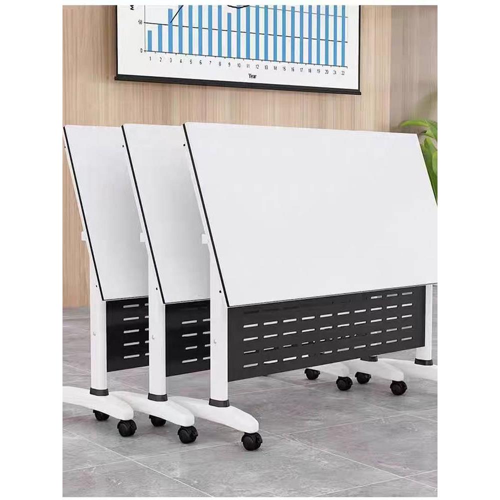 可折叠会议培训桌椅移动拼接组合多功能办公长条双人带轮简易课桌