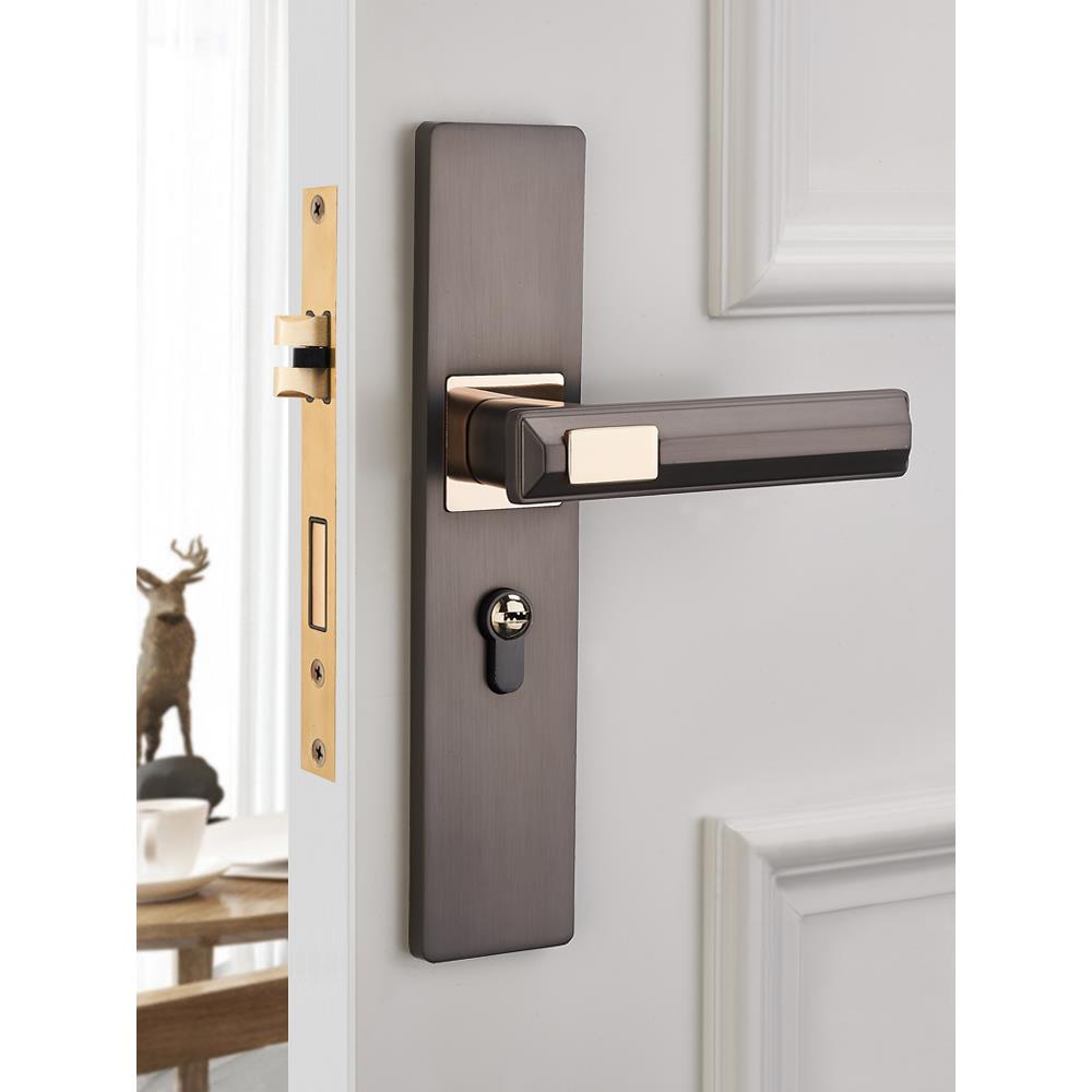 立新卧室室内简约无声实木房间门锁现代无障碍豪华浴室家庭门把手