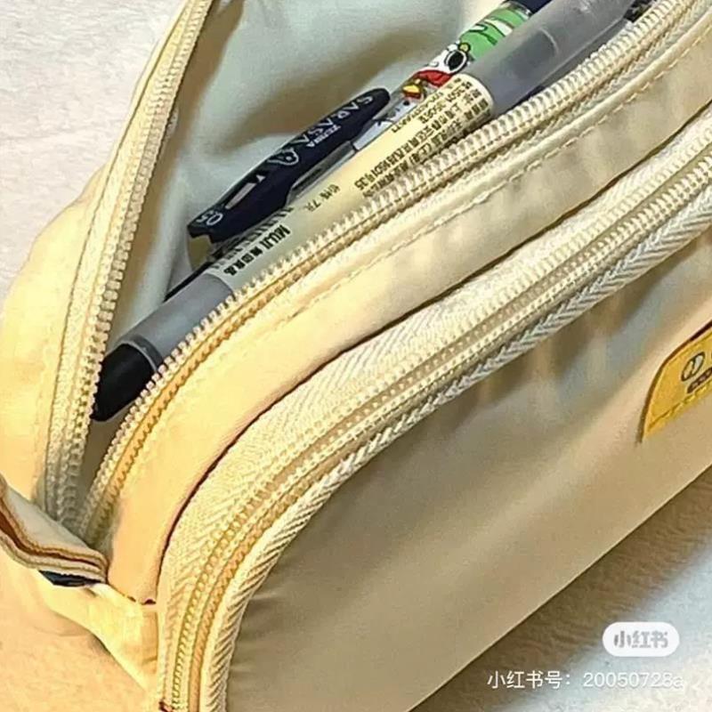 云朵工厂小黄脸圆角双层笔袋大容量多功能简约超大拉链文具盒学生
