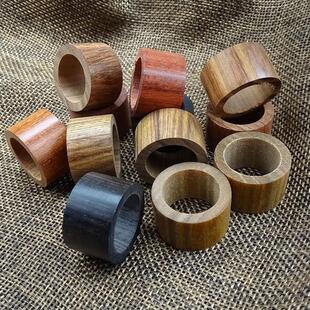 木管空心孔diy戒指圈黑檀扩香木扳指料空心通孔绿檀红檀酸枝木檀