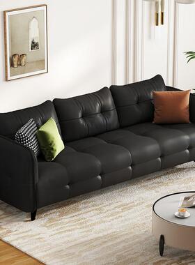 黑色皮沙发小户型客厅简约现代直排布艺三人位沙发出租房门店民宿