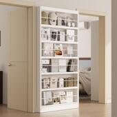 超薄钢制书架窄款 门后置物架书架绘本架一体靠铁艺收纳层架落地多