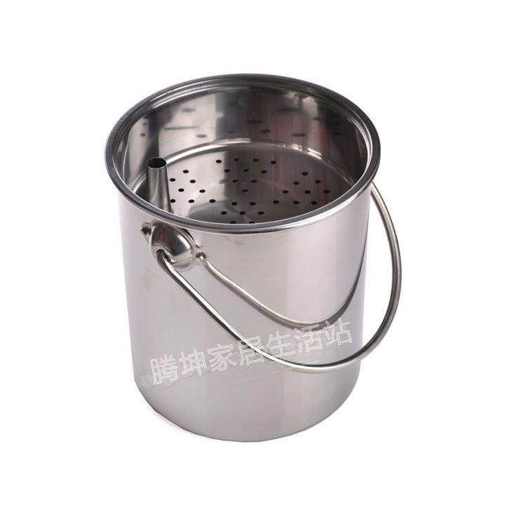不锈钢茶水桶大小号带盖子茶渣桶加厚家用排水桶垃圾桶带过滤排水