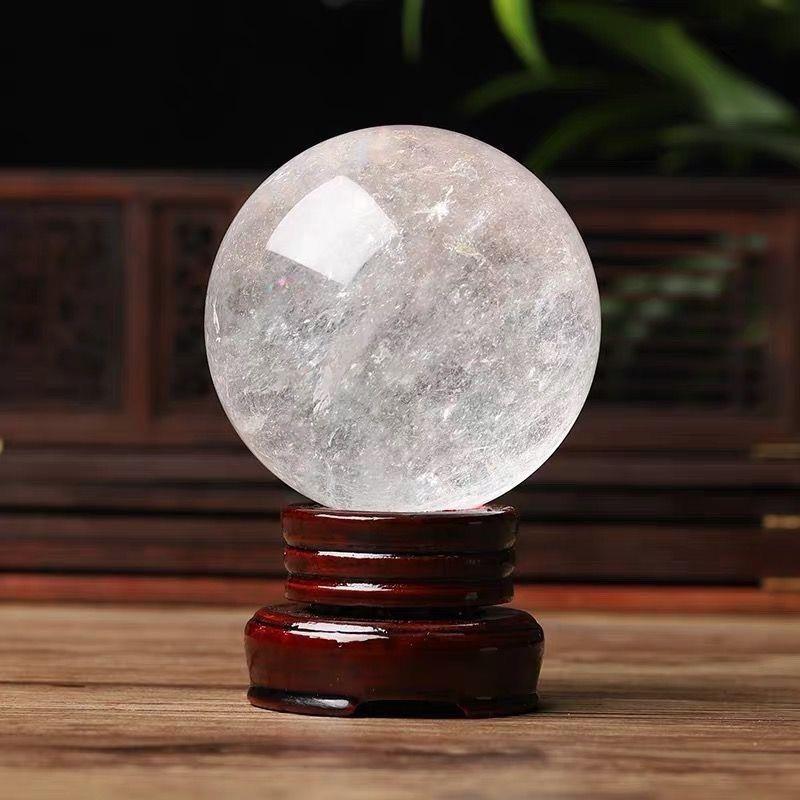 白色水晶球送礼天然白水晶球天然水晶纯天然白色水晶原石风水摆件