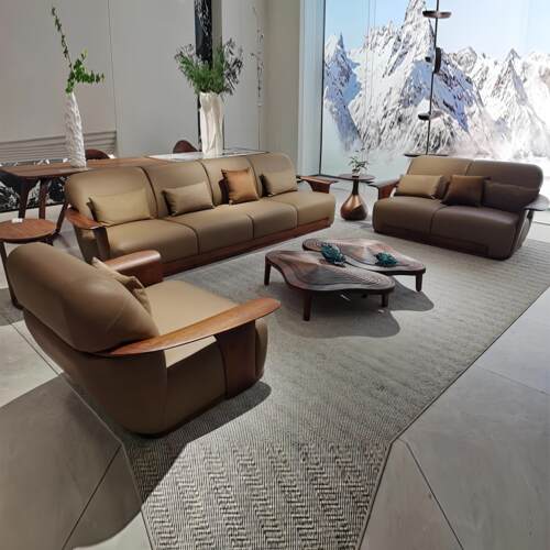 新中式北美黑胡桃木实木沙发组合现代设计感客厅家具沙发可定制