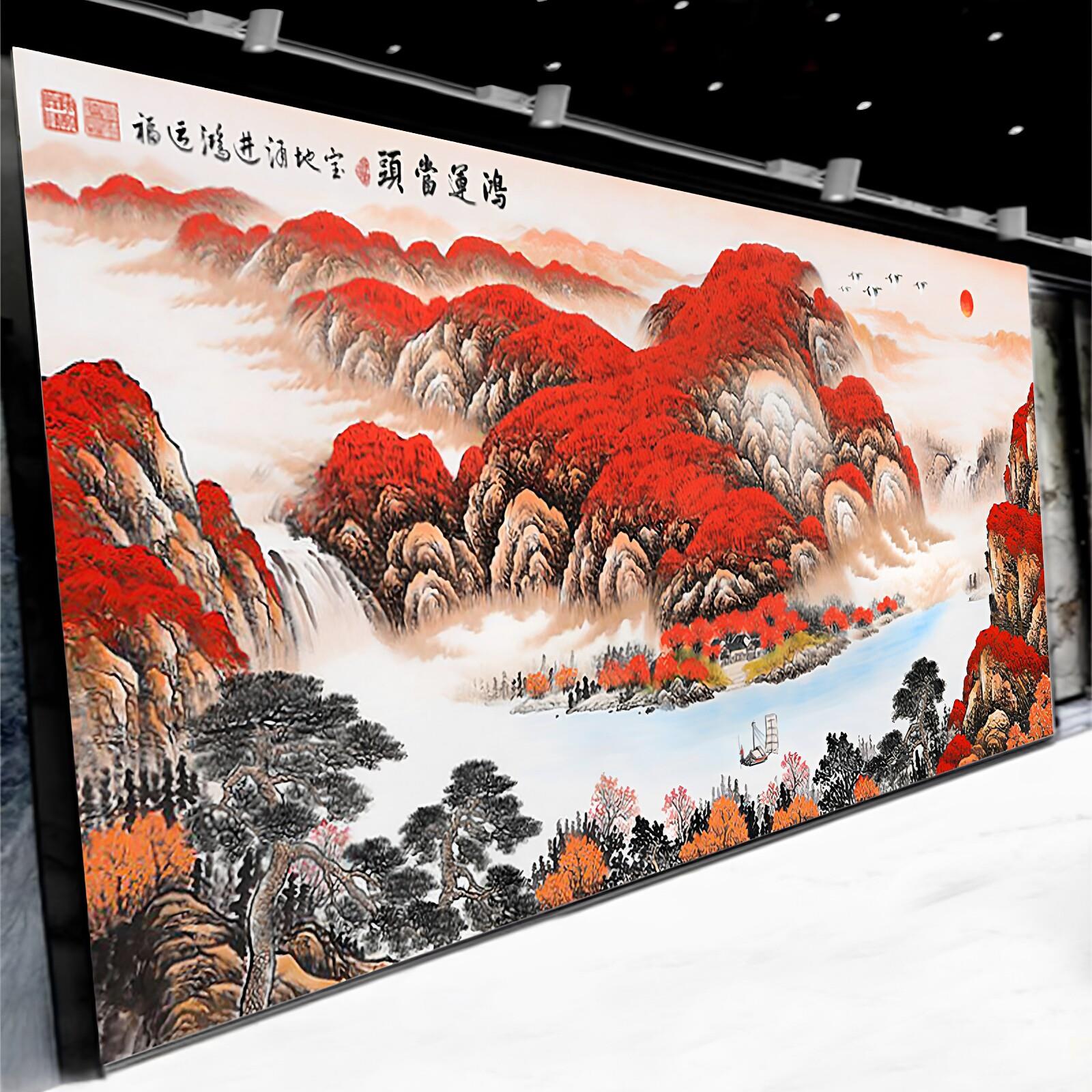 3d鸿运当头碳晶板电视背景墙集成墙板客厅沙发护墙板办公室金刚板