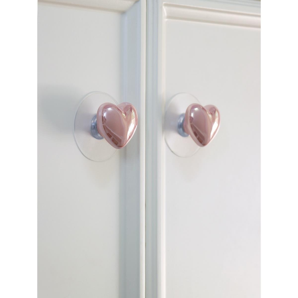 简约爱心免打孔小拉手衣柜门橱柜抽屉高档法式珍珠免钉自粘门把手