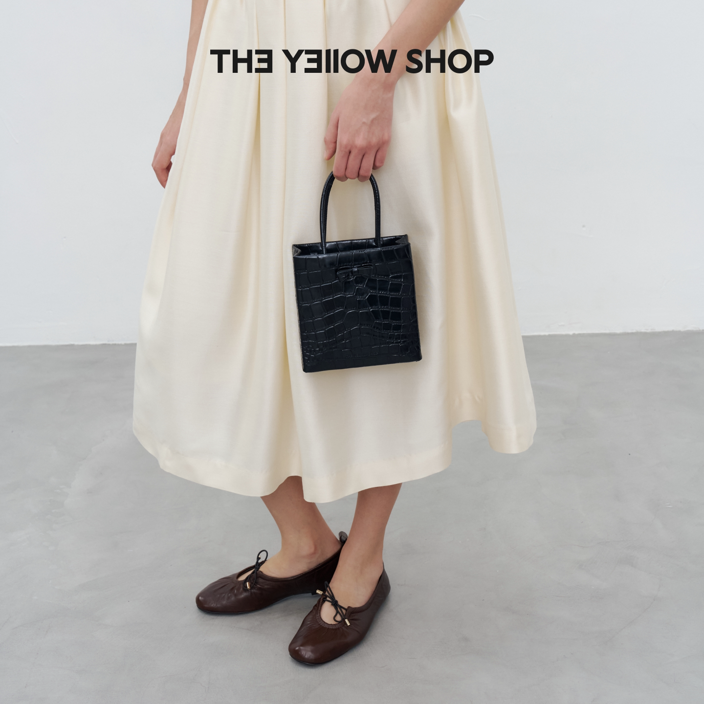 【礼物】TheYellowShop牛皮真皮精致感斜挎手拎鳄鱼纹小包小方包