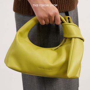 THE SHOP25年头层小牛皮手拎斜挎Sorolla三角绑结饭盒包 YELLOW