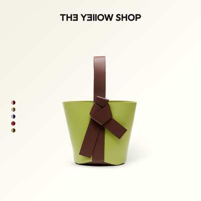THE YELLOW SHOP头层小牛皮绑结花园水桶包海岛度假高级感礼物包