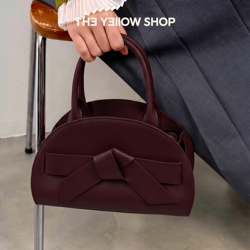 THE YELLOW SHOP头层小牛皮手拎斜挎半圆波士顿包高级感礼物包包