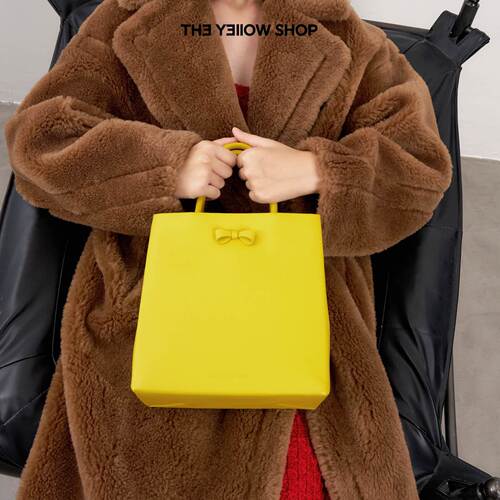 THE YELLOW SHOP2025年新款头层牛皮蝴蝶结手拎方形托特包Alba