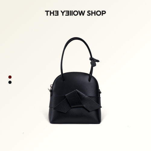 【礼物】TheYellowShop小牛皮精致感复古红色婚包手提斜挎贝壳包
