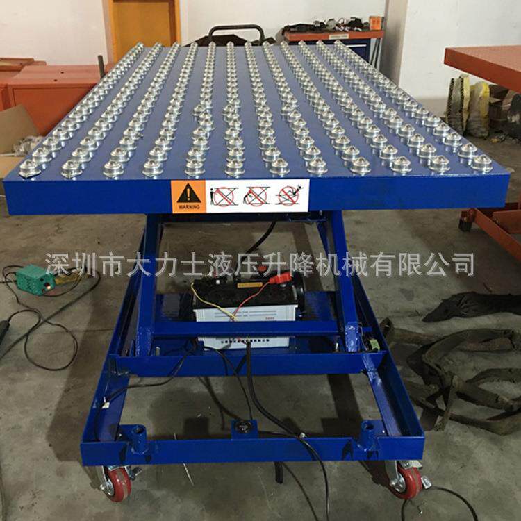 带滚珠移动电动平台车移动式液压电动升降平台万向球手推升降台