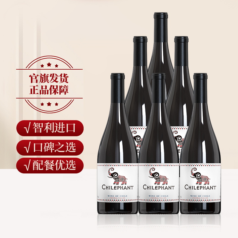 智利原酒进口 智象混酿干红葡萄酒 750ml*6瓶整箱装佐餐聚会红酒