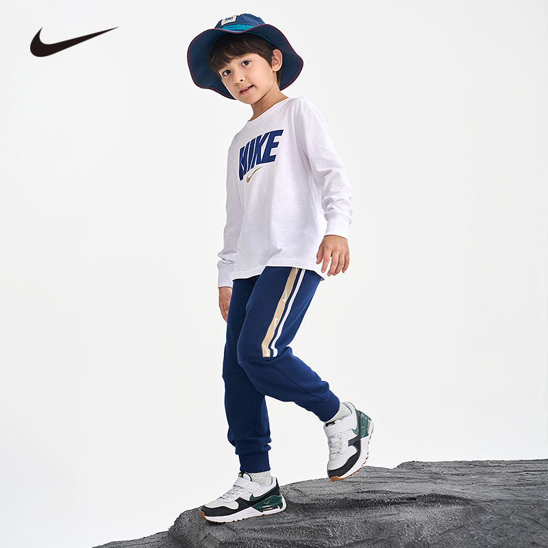 NIKE儿童套装男童卫衣长裤2件套女童新年衣服裤子红色NY2512496
