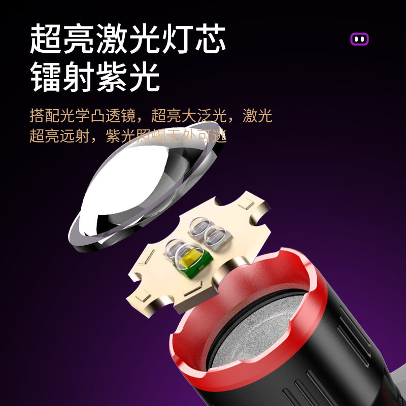超亮LED头灯感应白紫双光