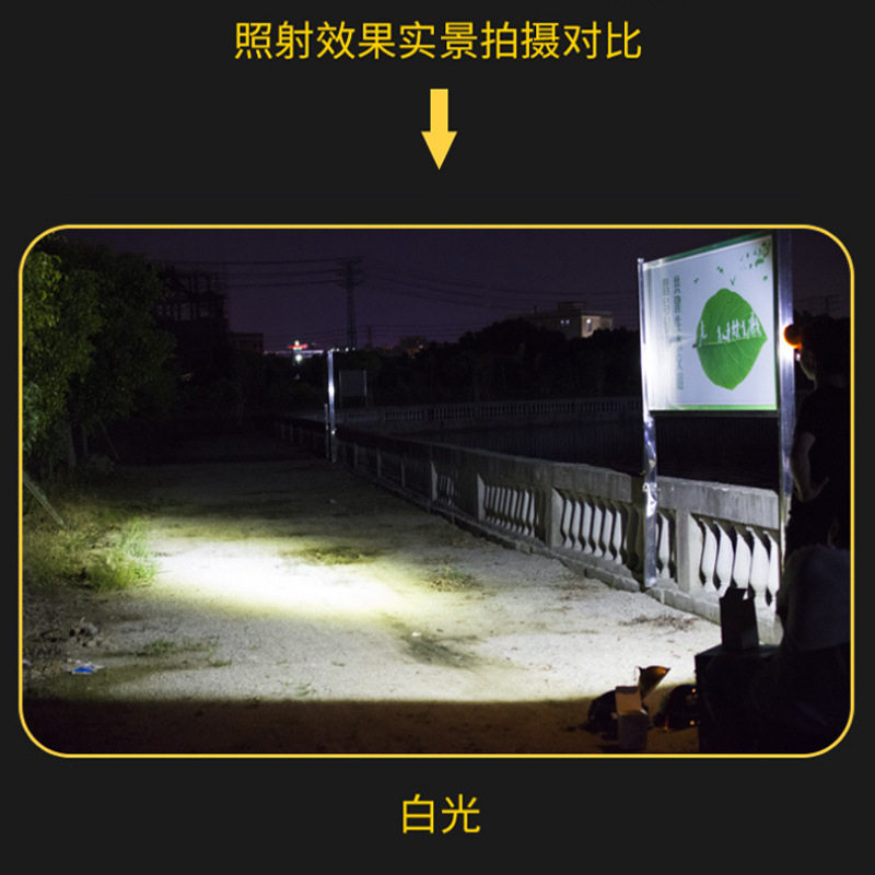 12V头灯外接电瓶照鱼黄鳝黄光白光钓鱼灯钓鱼头灯感应超大光圈
