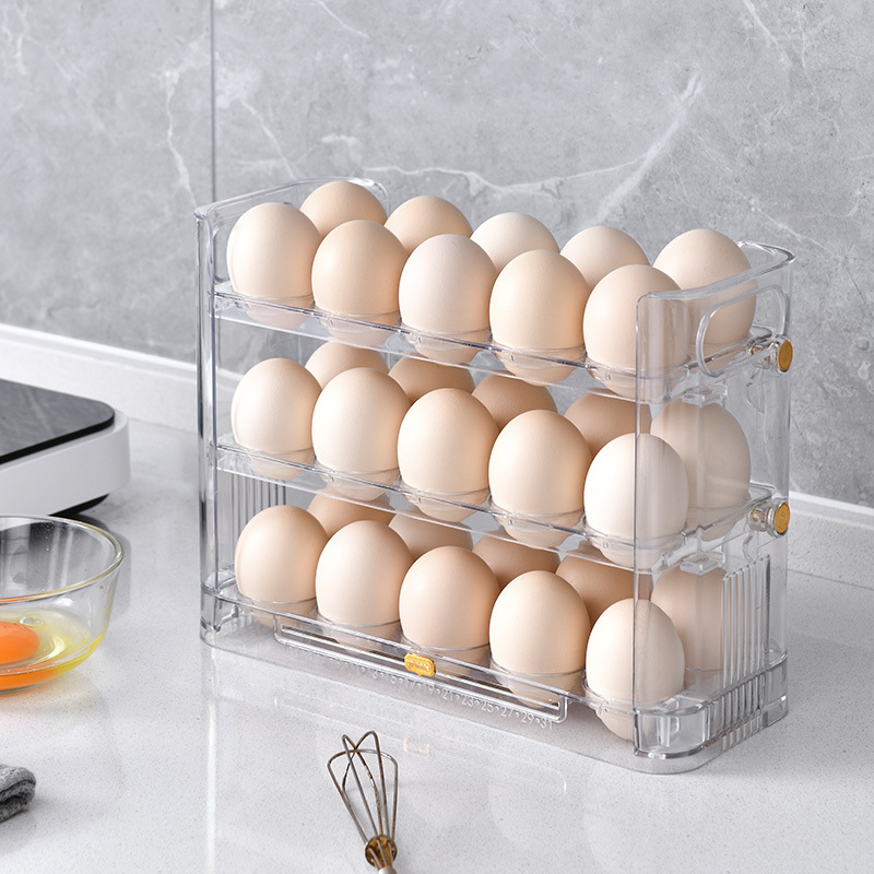 冰箱侧门鸡蛋收纳盒多层冰箱收纳盒放鸡蛋架托整理翻转鸡蛋置物架
