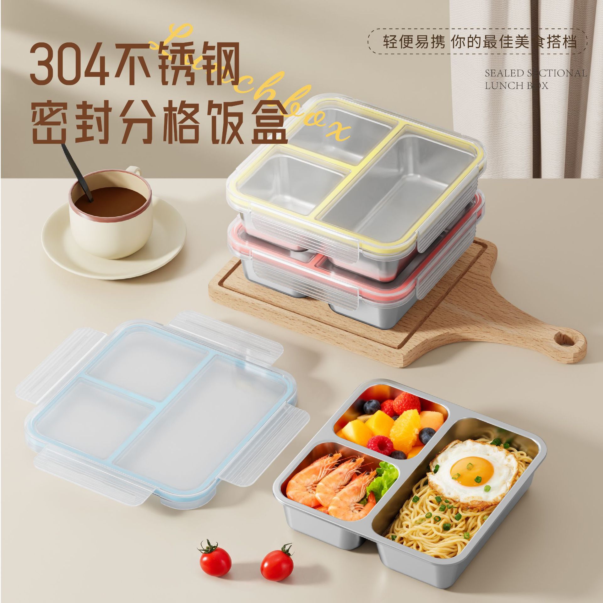 厂304不锈钢保鲜饭盒定