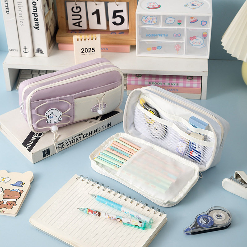 送别针！笔袋高颜值ins风大容量女生抽绳多层设计小众不撞款笔袋