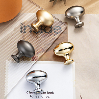 热销鸽子蛋拉手椭圆奶油风柜门把手银色金属衣柜抽屉柜门金色单孔