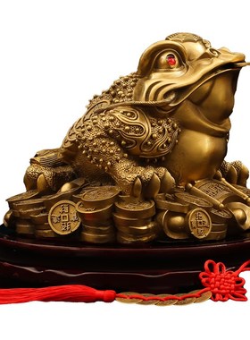 热销全铜金蟾招财前台摆件铜三足蟾蜍店铺开业礼品金蟾蜍家居玄关