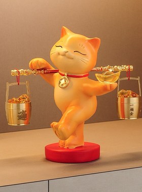 热销一桶金招财猫办公室前台酒柜电视柜开业礼物乔迁礼品