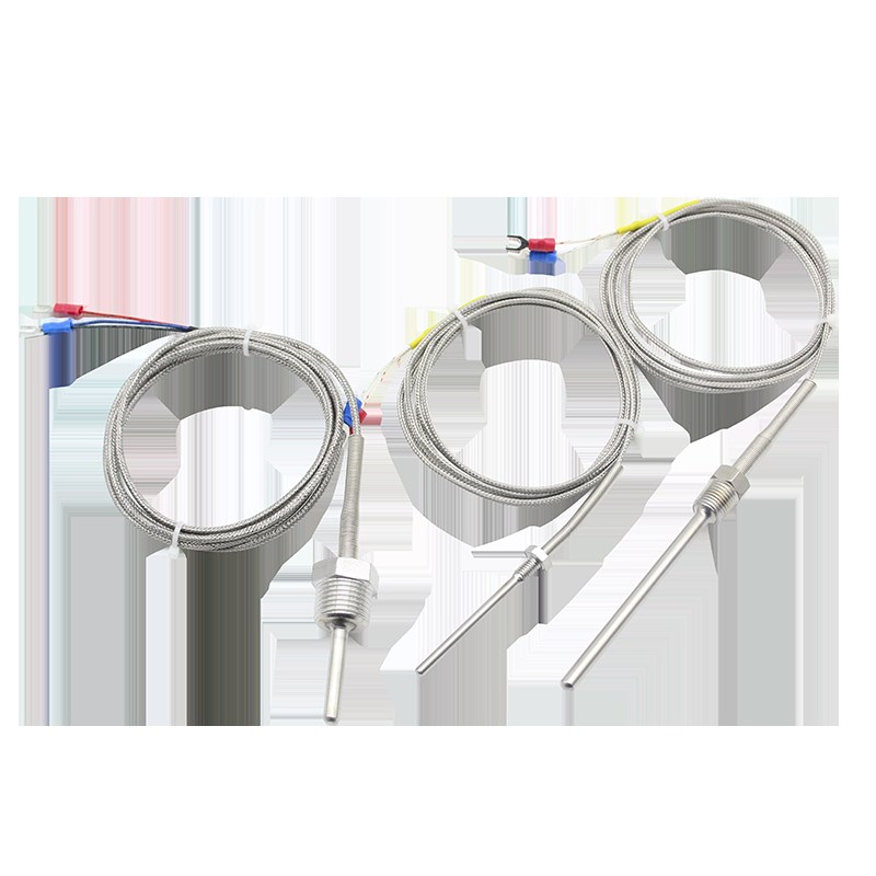 热销不锈钢防水固定螺纹Pt100铂热电阻温度传感器K/E型热电偶温度