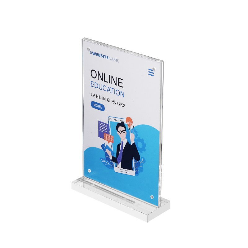 热销亚克力强磁桌牌A5T型磁吸台卡 L型透明展示牌水晶台签a4台牌