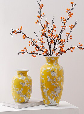 热销青花瓷花瓶新中式手绘陶瓷花器客厅玄关样板房插花装饰品送礼