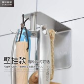 热销顶装 厨房不锈钢旋转挂钩架免打孔锅铲勺子厨具收纳置物架橱柜