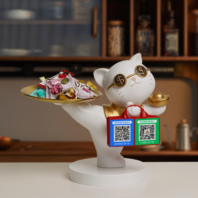 热销招财猫摆件新店铺开业大吉礼物收银前台收钱二维码发财猫装饰
