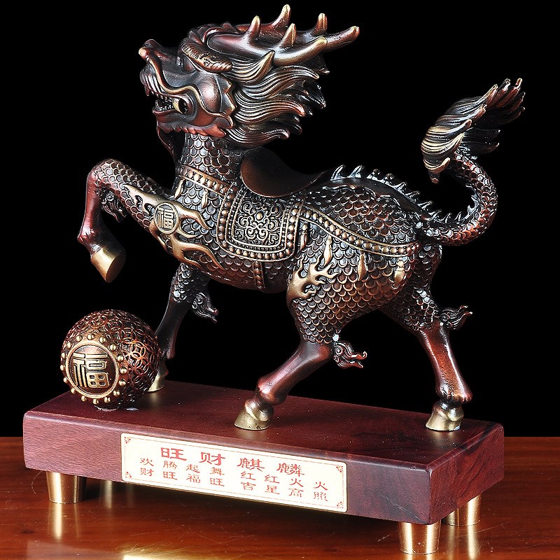 热销麒麟摆件一对全铜公司前台办公室桌收藏工艺品家居客厅玄关装