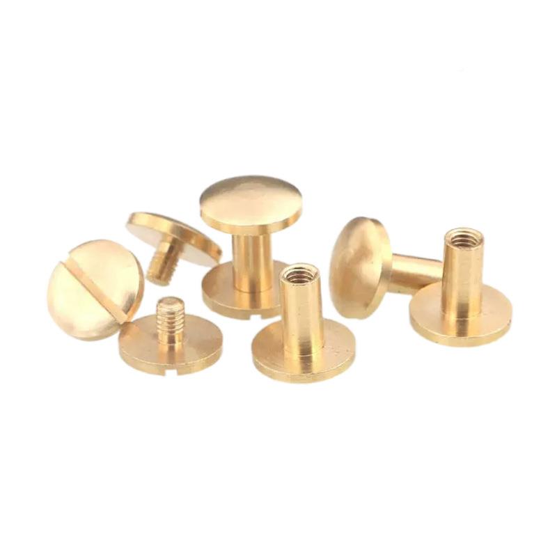 铜一字子圆母钉铜头对813钉螺丝圆面相册帐本画册连接子母锁铆钉