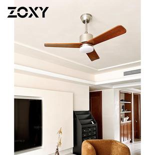 中古客厅吊扇灯卧室餐厅复古胡桃木色家用一体带灯风扇 zoxy佐夕