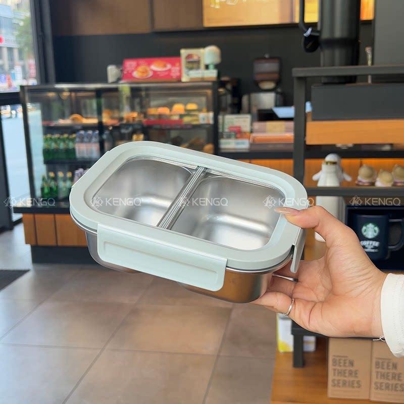 高颜值316不锈钢饭盒小号上班族微波炉加热密封分格水果盒保鲜盒
