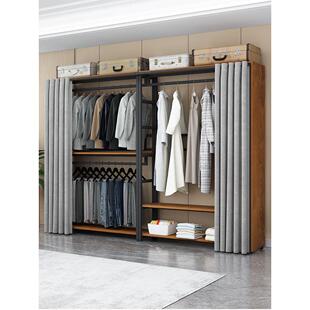 开放式衣柜落地网红步入式衣帽间组装架子家用主卧室金属框架衣柜