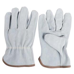 二层全牛皮电焊手套短款浅色柔软防烫隔热耐高温焊工防护劳保手套