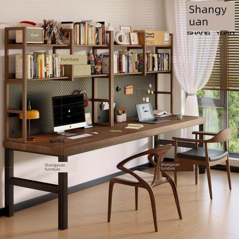 实木书桌书架集成壁挂式卧室儿童长学习桌家庭双电脑桌工作台,住宅家具,电脑桌,淘宝优惠券,粉丝福利购,淘宝优惠卷