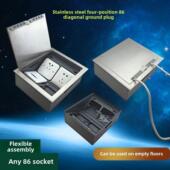 不锈钢银拉丝表面接地插头打开隐藏机架空气静电地板不锈钢侧插头